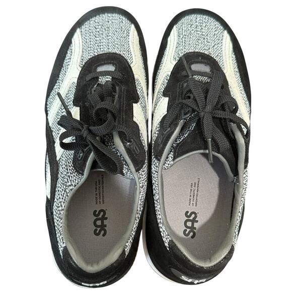 SAS Journey Mesh Sneakers Men 10 Black Suede Lace Up Athletic Comfort Shoes - Picture 9 of 12